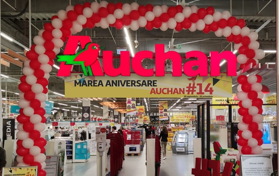 Auchan, reduceri, promoții și tombolă de 10.000 de euro cu ocazia aniversării a 14 ani pe piața locală 