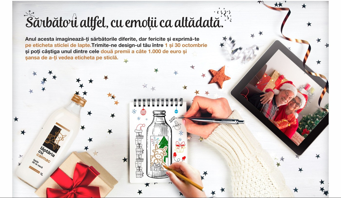 Lăptăria cu Caimac caută etichete de Crăciun și premiază propunerile de design cu 1.000 euro